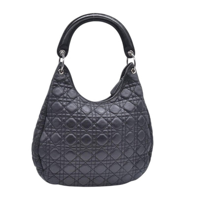 $2400 CHRISTIAN DIOR Black Cannage Quilted Leather Hobo CONSIGNMENT 10021440