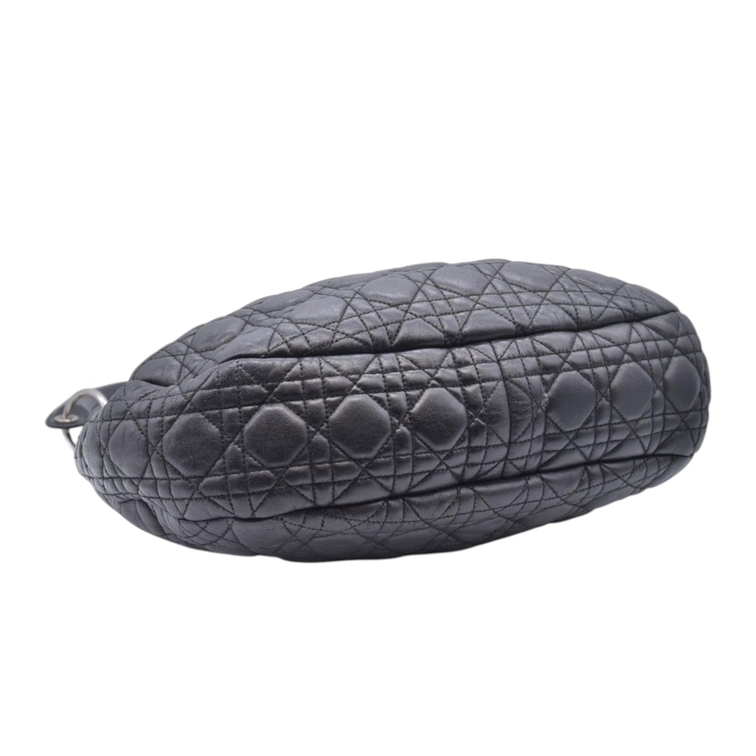$2400 CHRISTIAN DIOR Black Cannage Quilted Leather Hobo CONSIGNMENT 10021440
