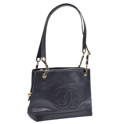 $2800 CHANEL Black Caviar Leather Embossed CC Medallion Tote CONSIGNMENT 10021432