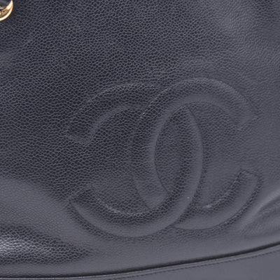 $2800 CHANEL Black Caviar Leather Embossed CC Medallion Tote CONSIGNMENT 10021432