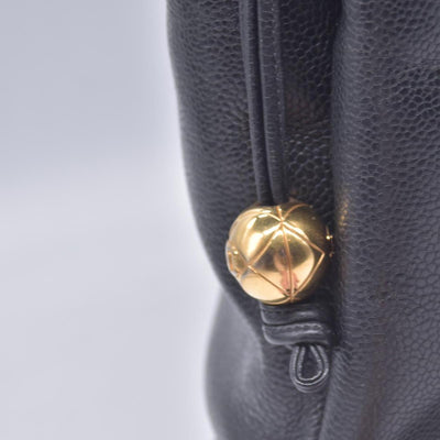 $2800 CHANEL Black Caviar Leather Embossed CC Medallion Tote CONSIGNMENT 10021432