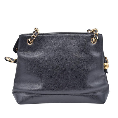 $2800 CHANEL Black Caviar Leather Embossed CC Medallion Tote CONSIGNMENT 10021432