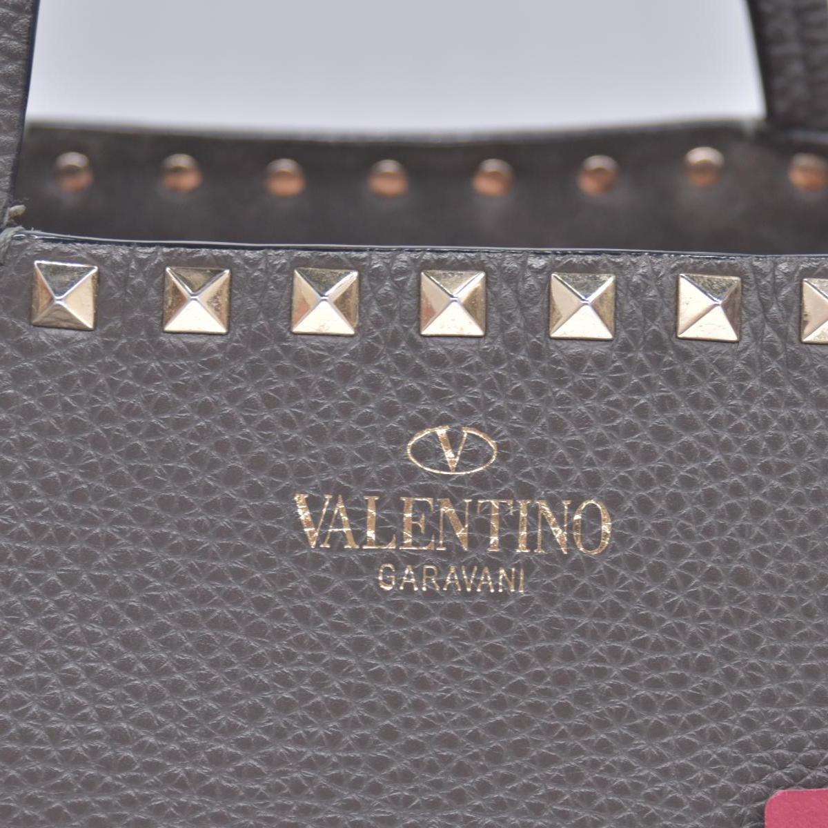 $1850 Valentino Garavani Grained Calfskin Small Rockstud Shoulder Tote Grey 10020672