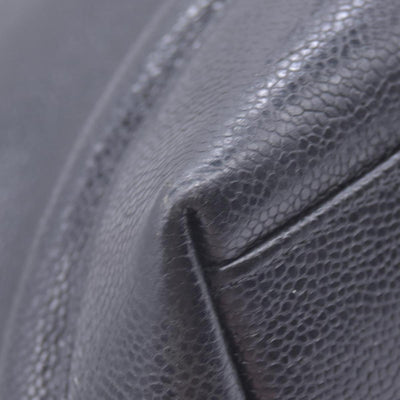 $2800 CHANEL Black Caviar Leather Embossed CC Medallion Tote CONSIGNMENT 10021432