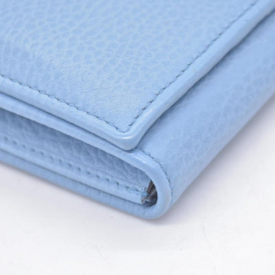 $660 GUCCI Light Blue Pebbled Swing Leather Flap Long Wallet CONSIGNMENT 10021436