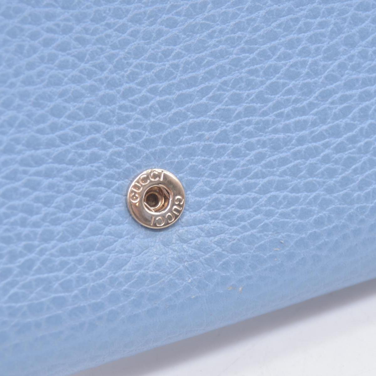$660 GUCCI Light Blue Pebbled Swing Leather Flap Long Wallet CONSIGNMENT 10021436