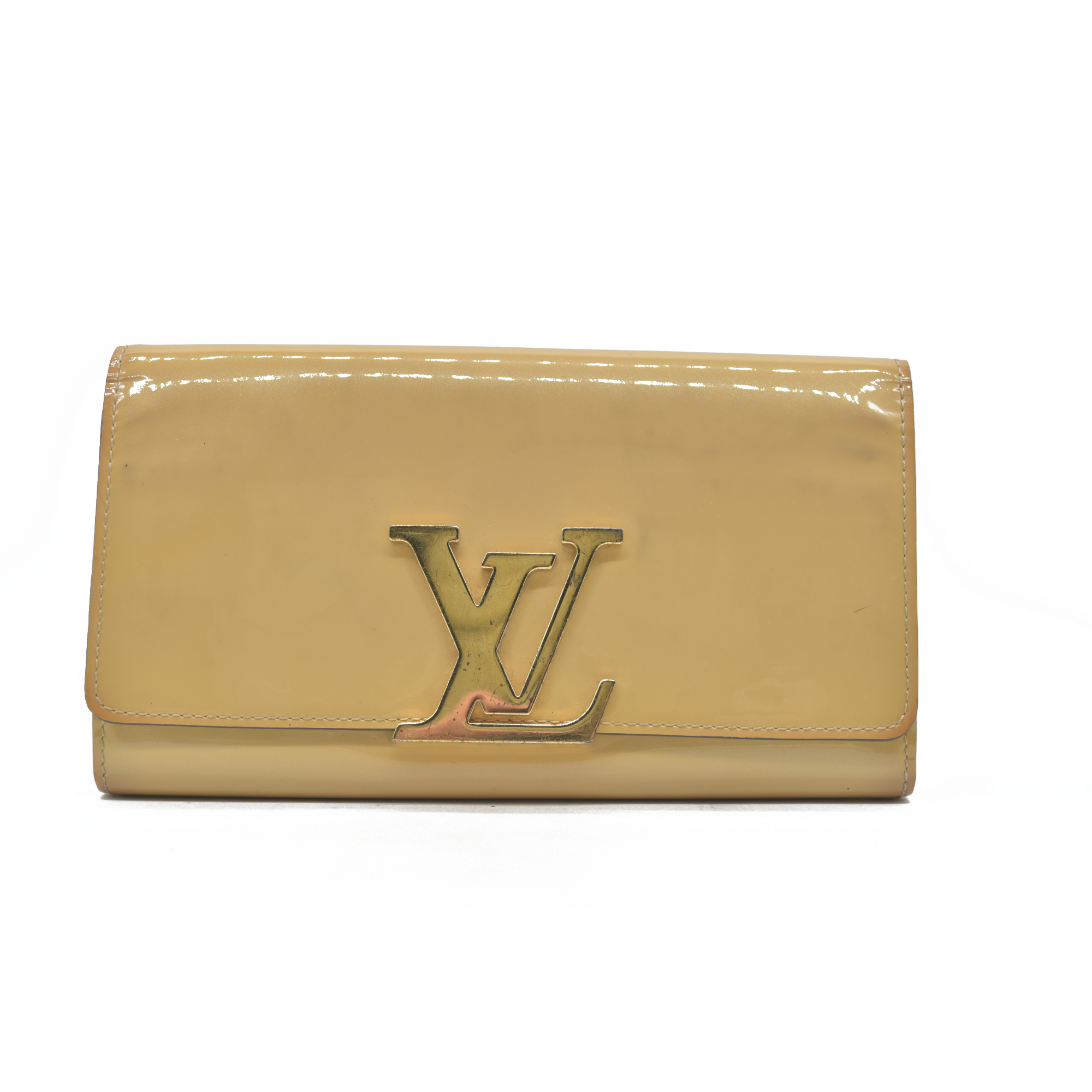 $1550 LOUIS VUITTON Louise Patent Leather BIifold Long Wallet 2015 CA2145