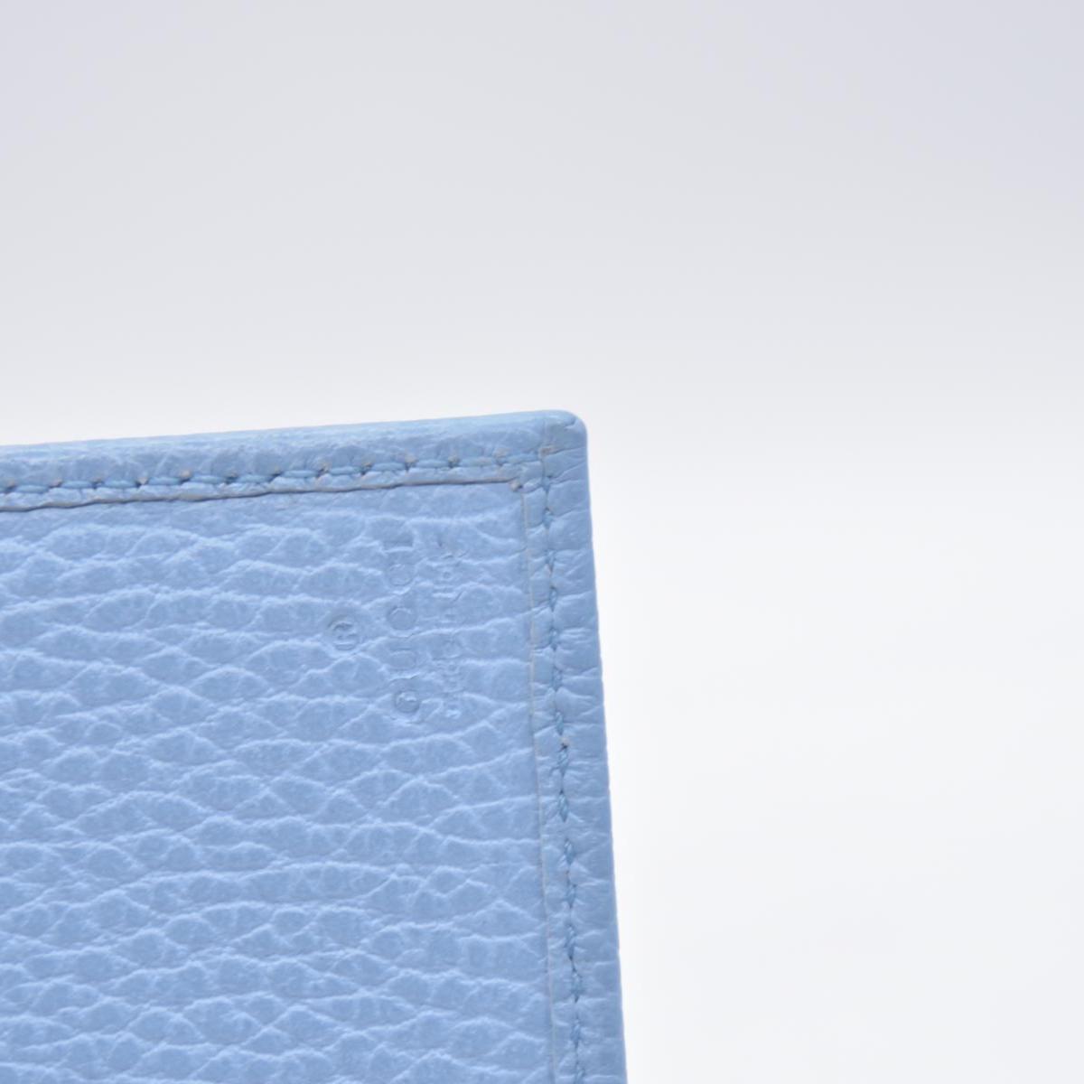 $660 GUCCI Light Blue Pebbled Swing Leather Flap Long Wallet CONSIGNMENT 10021436