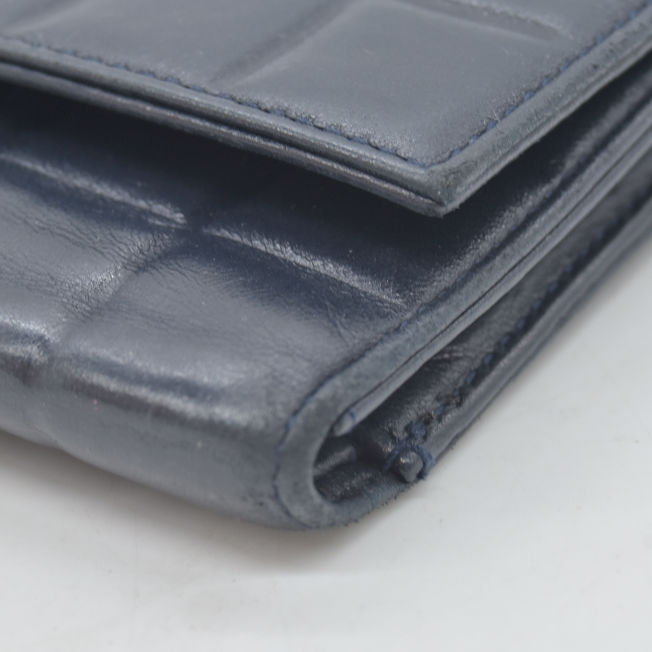 $1295 2003 Chanel Chocolate Bar Long Leather Wallet Black