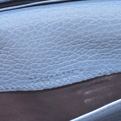 $660 GUCCI Light Blue Pebbled Swing Leather Flap Long Wallet CONSIGNMENT 10021436