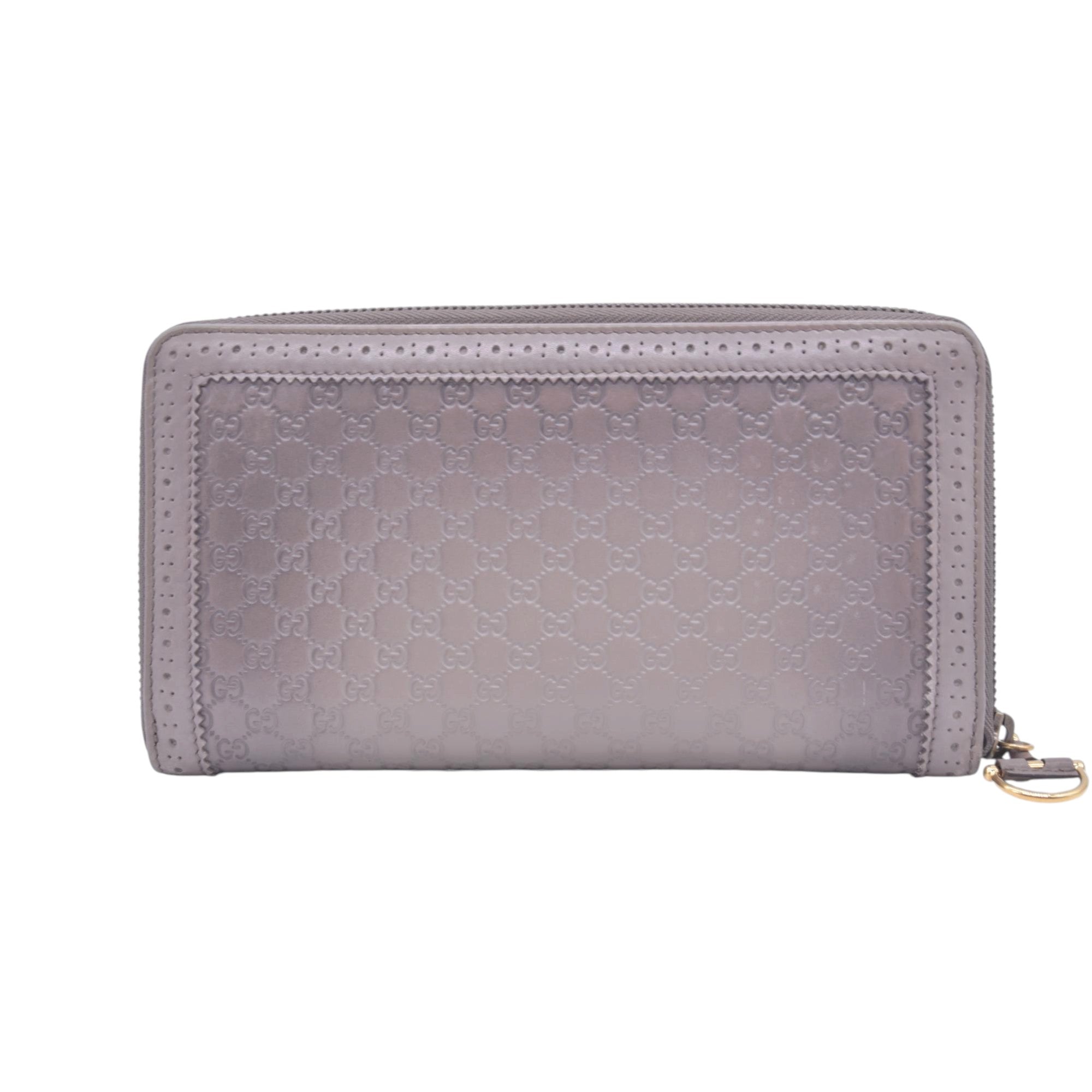 $880 GUCCI Grey Microguccissima Zip Around Organizer Travel Wallet CONSIGNMENT 10021435