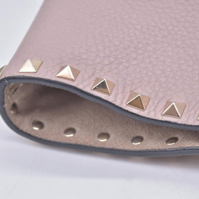 $1850 Valentino Garavani Grained Calfskin Small Rockstud Shoulder Tote Beige
