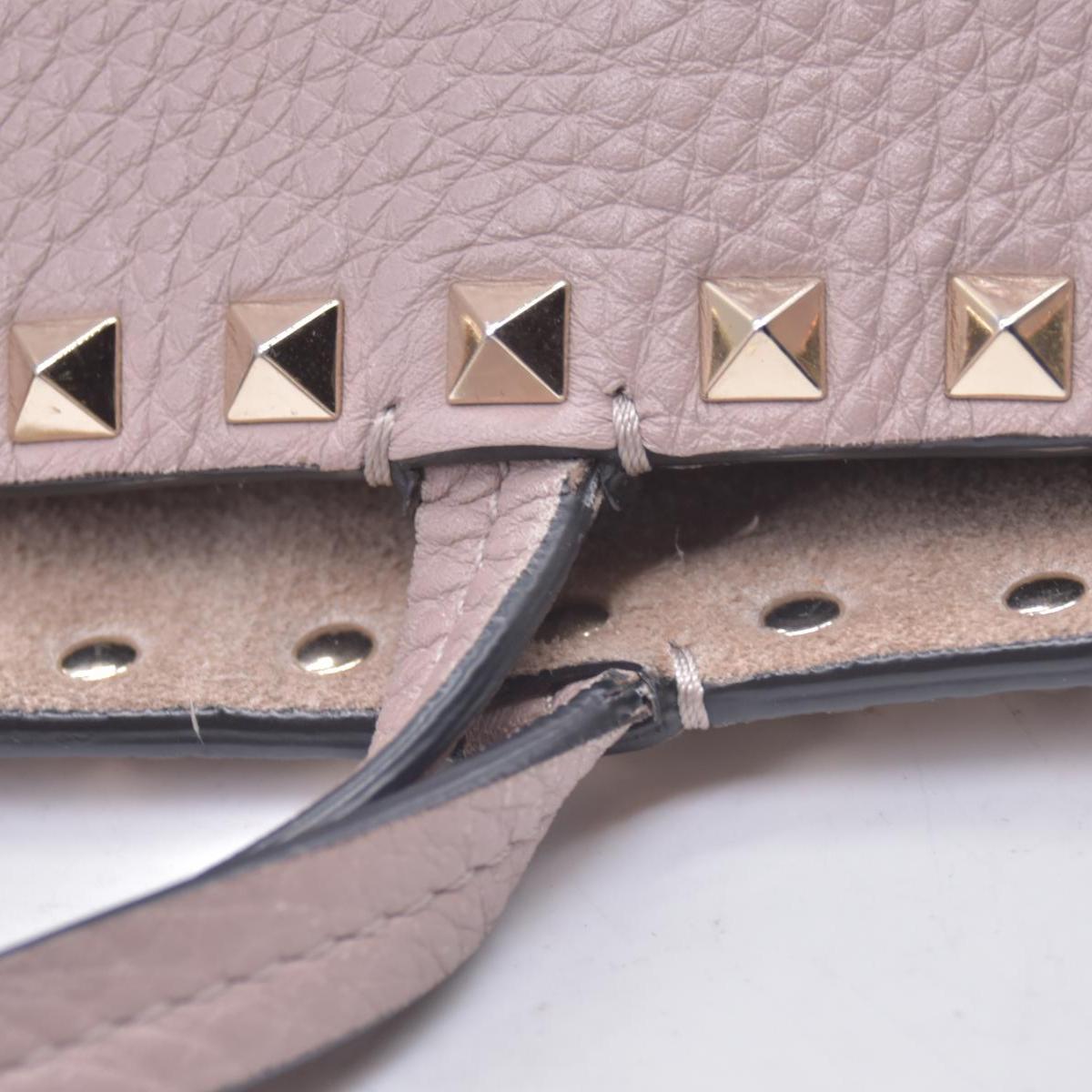 $1850 Valentino Garavani Grained Calfskin Small Rockstud Shoulder Tote Beige