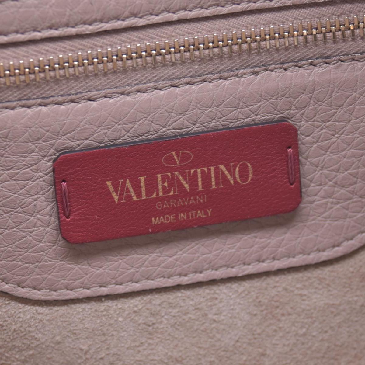 $1850 Valentino Garavani Grained Calfskin Small Rockstud Shoulder Tote Beige