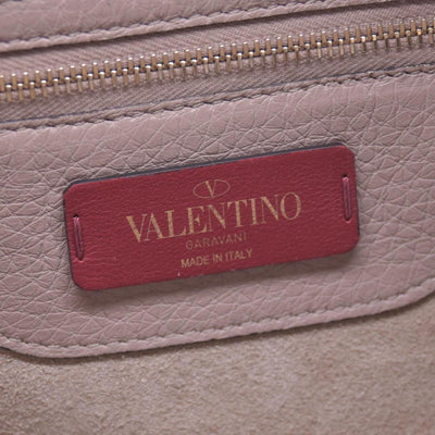 $1850 Valentino Garavani Grained Calfskin Small Rockstud Shoulder Tote Beige