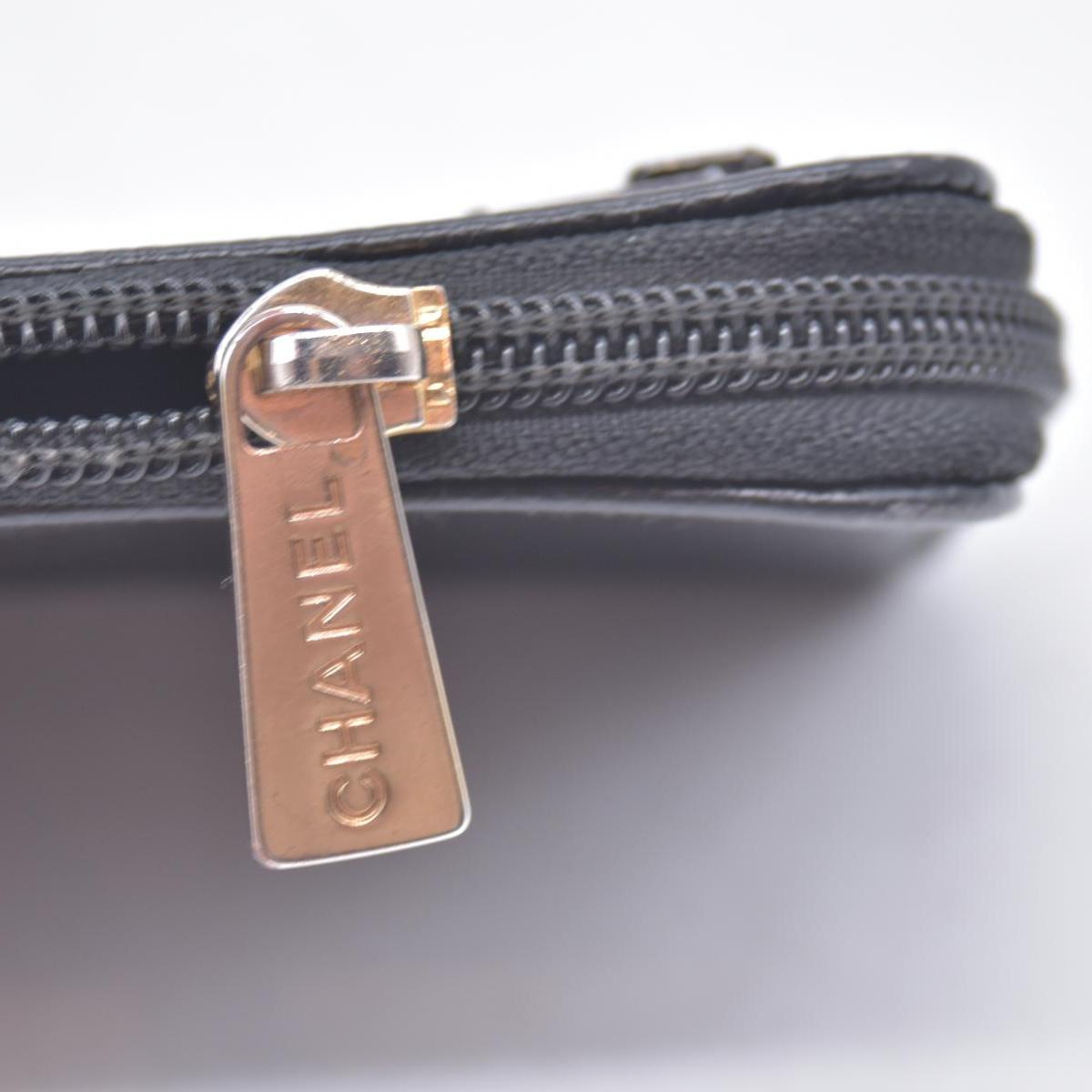 $750 CHANEL Black Caviar Timeless CC Zip Around Wallet CONSIGNMENT 10021437