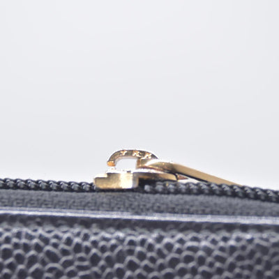 $750 CHANEL Black Caviar Timeless CC Zip Around Wallet CONSIGNMENT 10021437