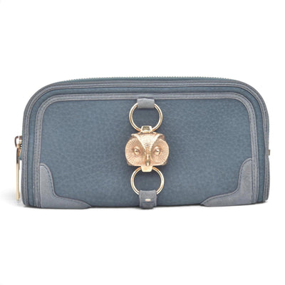$695 Burberry Prorsum Grainy Nubuck Alma Owl Clutch Indigo Green CONSIGNMENT 10021441