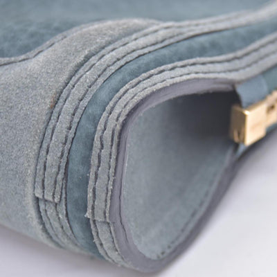 $695 Burberry Prorsum Grainy Nubuck Alma Owl Clutch Indigo Green CONSIGNMENT 10021441
