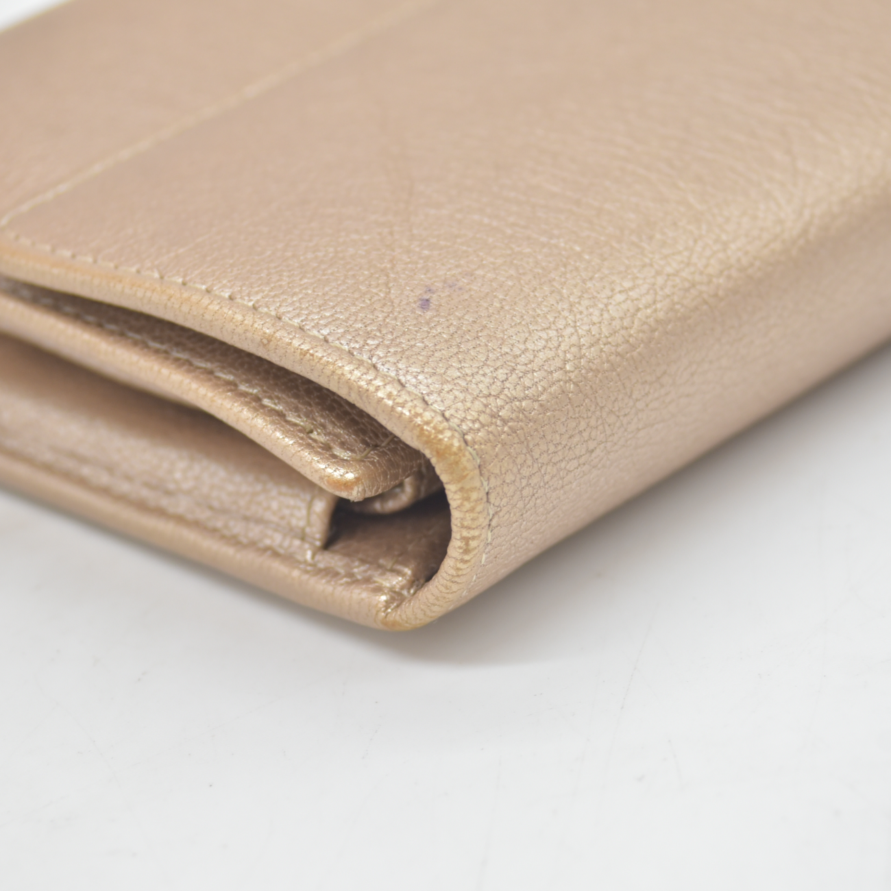 $1375 2007 Chanel Gusset Flap Wallet Metallic Gold Trifold Wallet