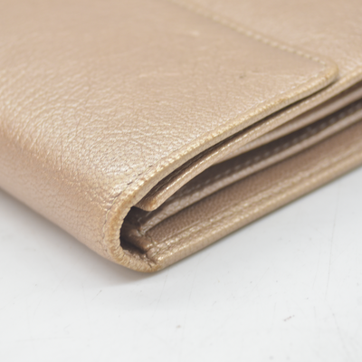 $1375 2007 Chanel Gusset Flap Wallet Metallic Gold Trifold Wallet