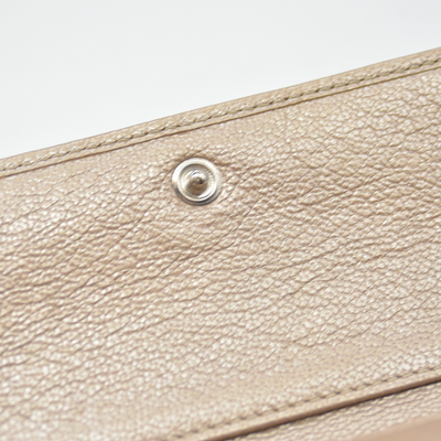$1375 2007 Chanel Gusset Flap Wallet Metallic Gold Trifold Wallet