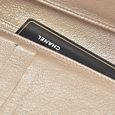$1375 2007 Chanel Gusset Flap Wallet Metallic Gold Trifold Wallet
