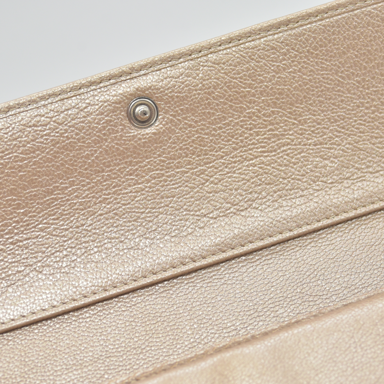 $1375 2007 Chanel Gusset Flap Wallet Metallic Gold Trifold Wallet