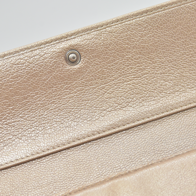 $1375 2007 Chanel Gusset Flap Wallet Metallic Gold Trifold Wallet