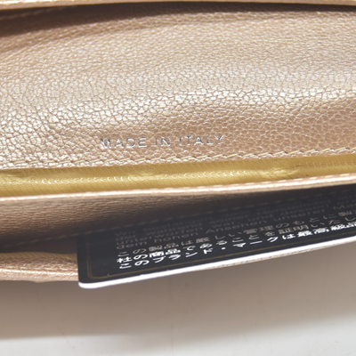 $1375 2007 Chanel Gusset Flap Wallet Metallic Gold Trifold Wallet