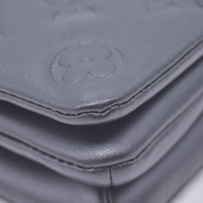 $3150 RFID Louis Vuitton Lambskin Embossed Monogram Pochette Coussin Black 10020669