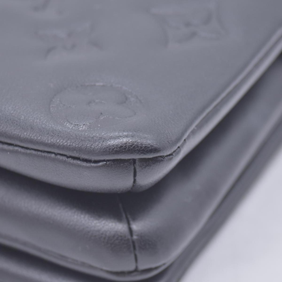 $3150 RFID Louis Vuitton Lambskin Embossed Monogram Pochette Coussin Black 10020669