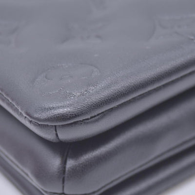 $3150 RFID Louis Vuitton Lambskin Embossed Monogram Pochette Coussin Black 10020669