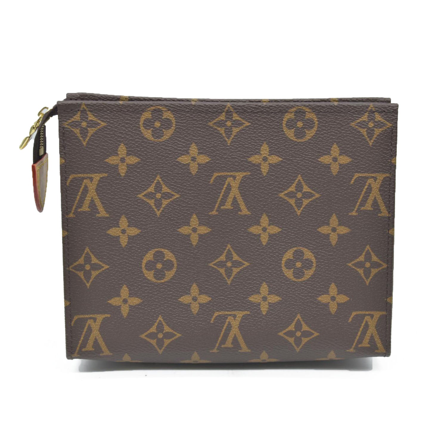 $885 RFID Louis Vuitton  Monogram Toiletry Pouch 19 Red CONSIGNMENT