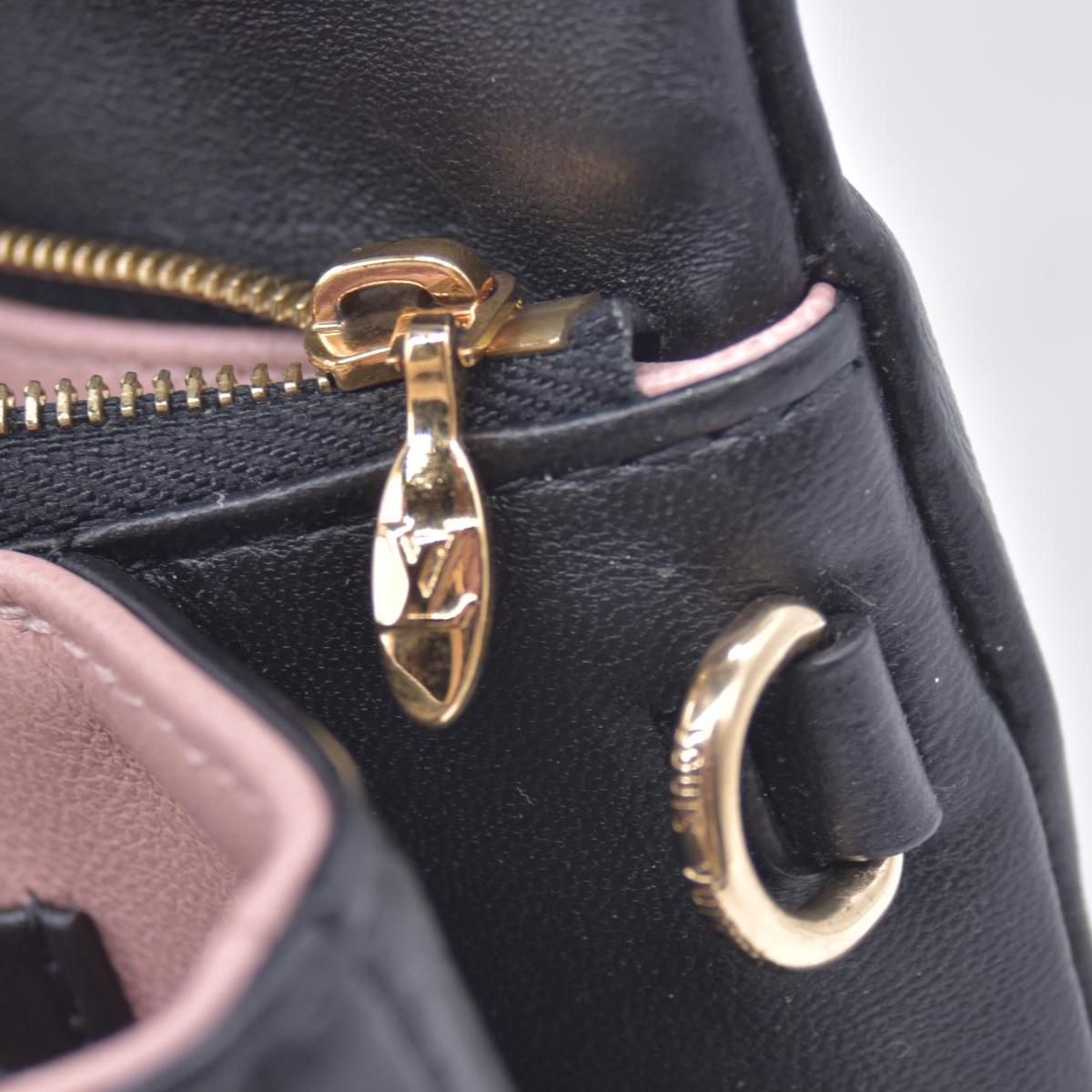 $3150 RFID Louis Vuitton Lambskin Embossed Monogram Pochette Coussin Black 10020669