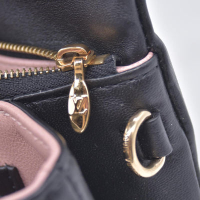 $3150 RFID Louis Vuitton Lambskin Embossed Monogram Pochette Coussin Black 10020669