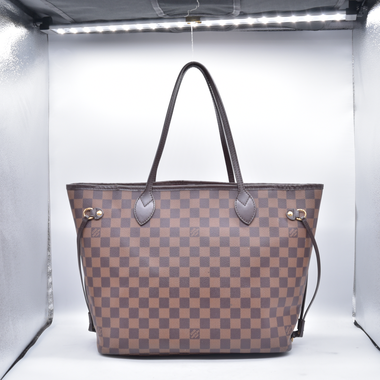 $2240 2018 Louis Vuitton Damier Ebene Neverfull MM with Pouch GI1118 10021407