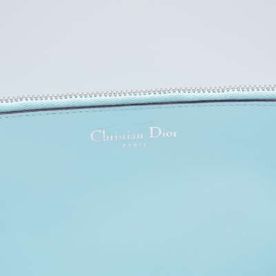$1000 CHRISTIAN DIOR Sky Blue Leather Flat Pouch Wristlet CONSIGNMENT 10021433