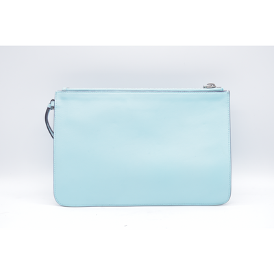 $1000 CHRISTIAN DIOR Sky Blue Leather Flat Pouch Wristlet CONSIGNMENT 10021433