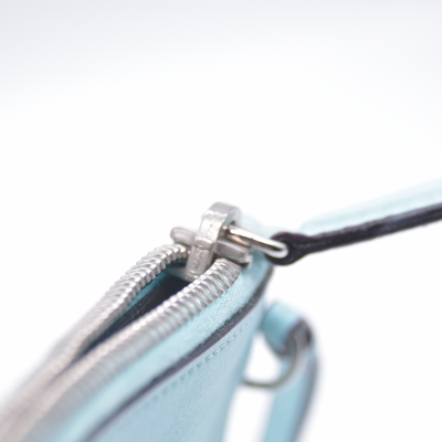 $1000 CHRISTIAN DIOR Sky Blue Leather Flat Pouch Wristlet CONSIGNMENT 10021433