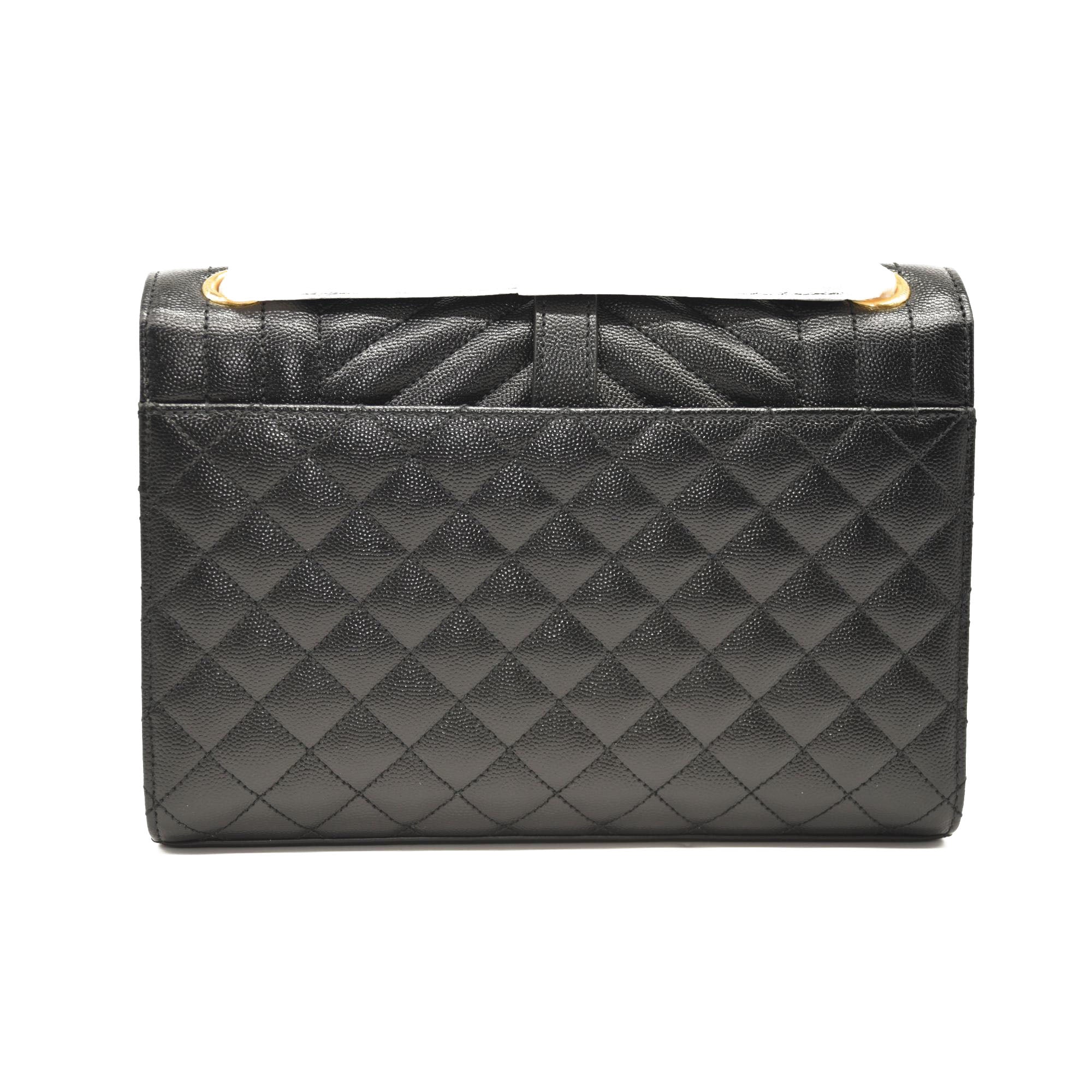 SAINT LAURENT Grain De Poudre Textured Mixed Matelasse Triquilt Medium Monogram Satchel Black