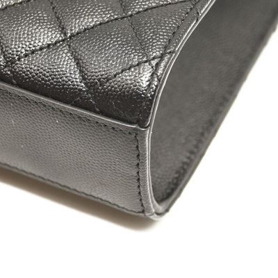 SAINT LAURENT Grain De Poudre Textured Mixed Matelasse Triquilt Medium Monogram Satchel Black