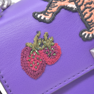 $1250 GUCCI Purple Leather Padlock Strawberry Shoulder Bag CONSIGNMENT 10021438