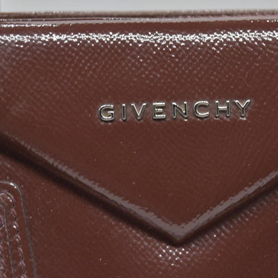 $2750 Givenchy Medium Antigona Satchel in Brown Glazed Patent Leather with Silver Hardware