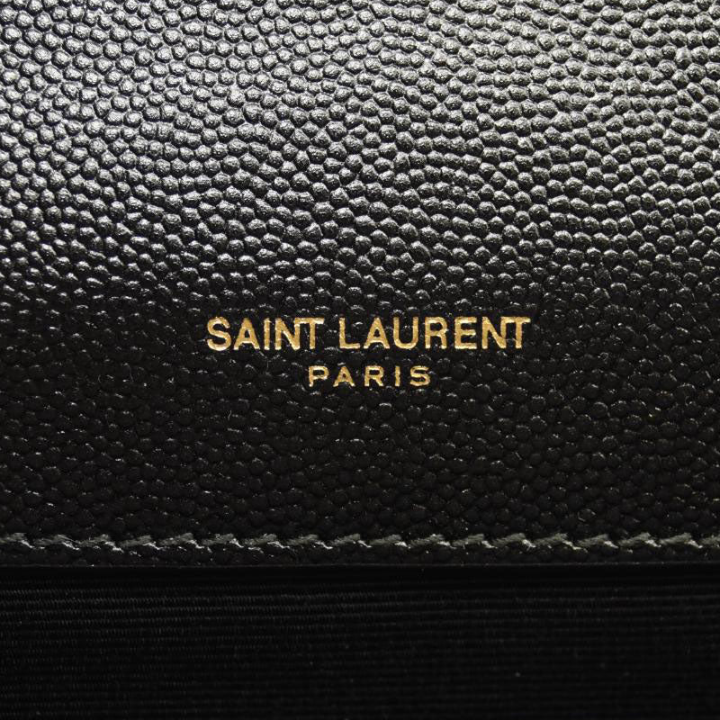 SAINT LAURENT Grain De Poudre Textured Mixed Matelasse Triquilt Medium Monogram Satchel Black