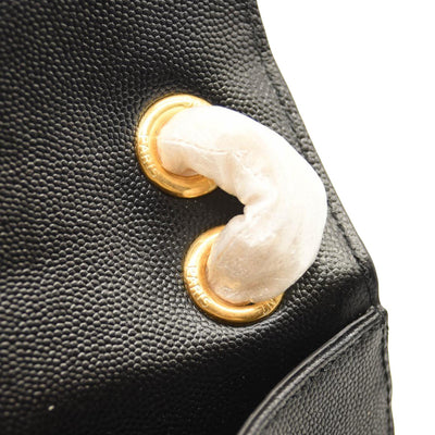 SAINT LAURENT Grain De Poudre Textured Mixed Matelasse Triquilt Medium Monogram Satchel Black