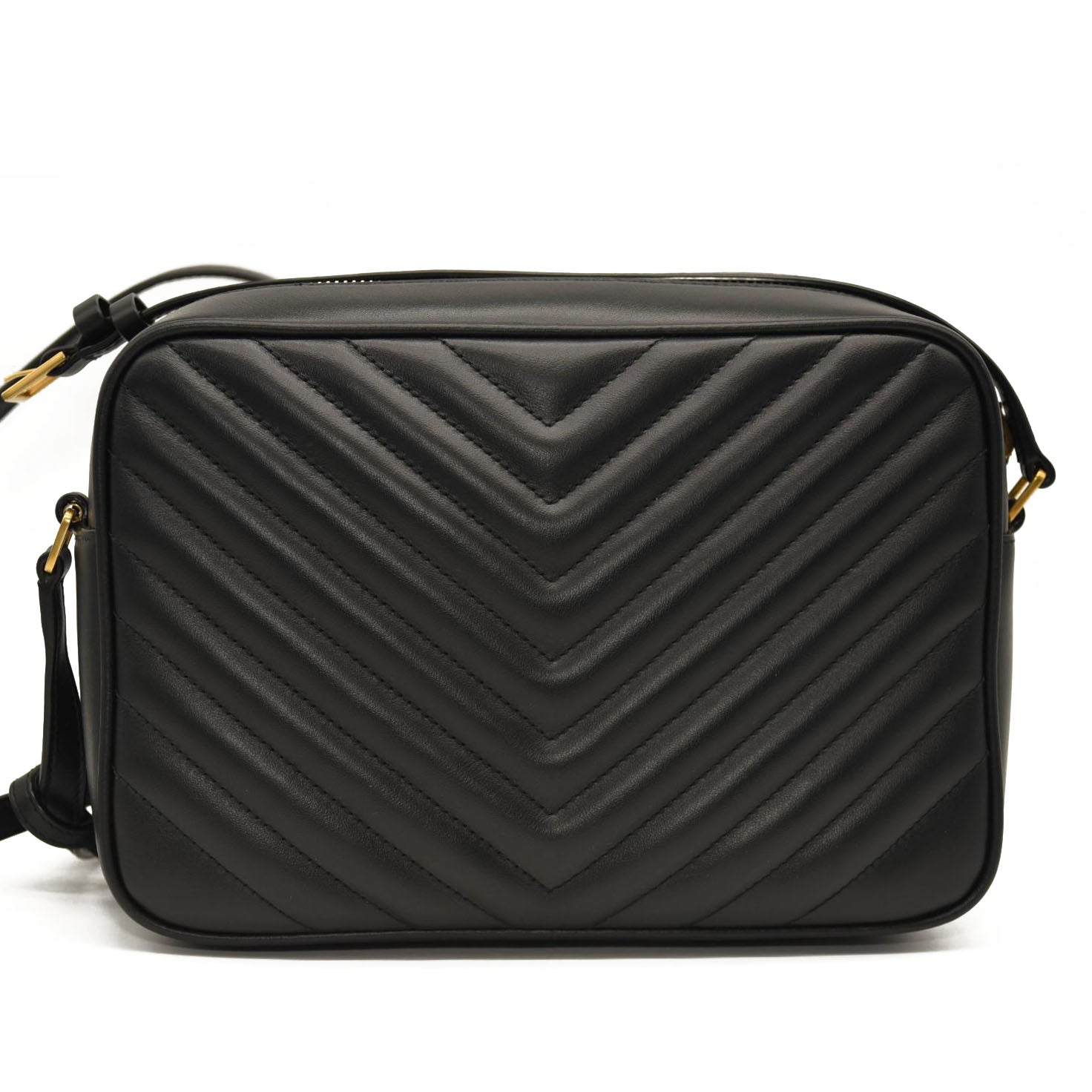 SAINT LAURENT Calfskin Matelasse Monogram Lou Camera Bag Black