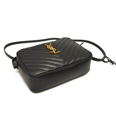 SAINT LAURENT Calfskin Matelasse Monogram Lou Camera Bag Black
