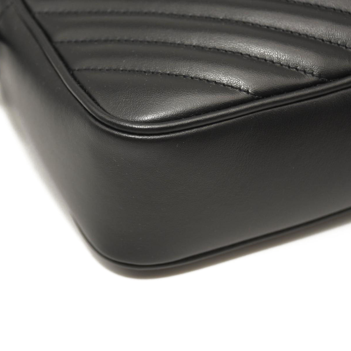 SAINT LAURENT Calfskin Matelasse Monogram Lou Camera Bag Black