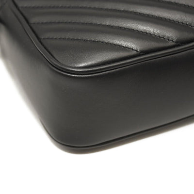 SAINT LAURENT Calfskin Matelasse Monogram Lou Camera Bag Black